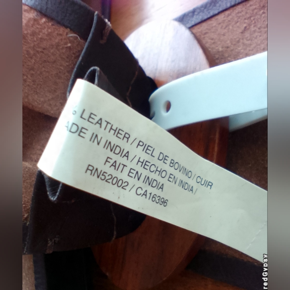 Vintage Brown Leather Hand Painted Wooden O-ring Asymmetrical Belt Size S/M - Picture 7 of 9
